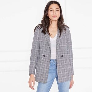 ANINE BING Madeline Check Blazer (blue)